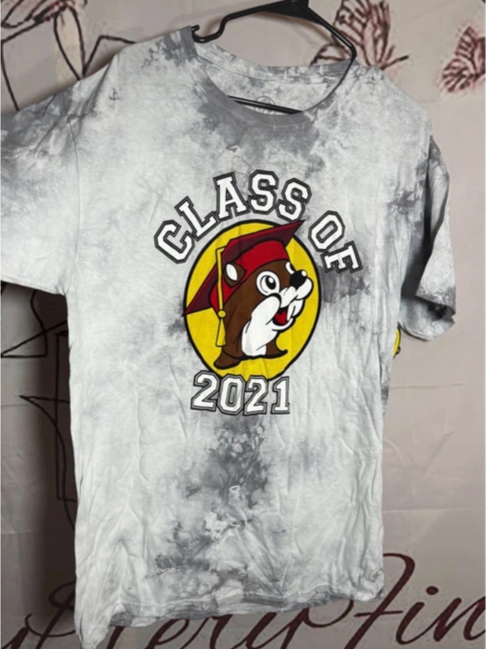 Buc-ee’s Class of 2021 Tie-Dye T-Shirt - Gray with Yellow Accent